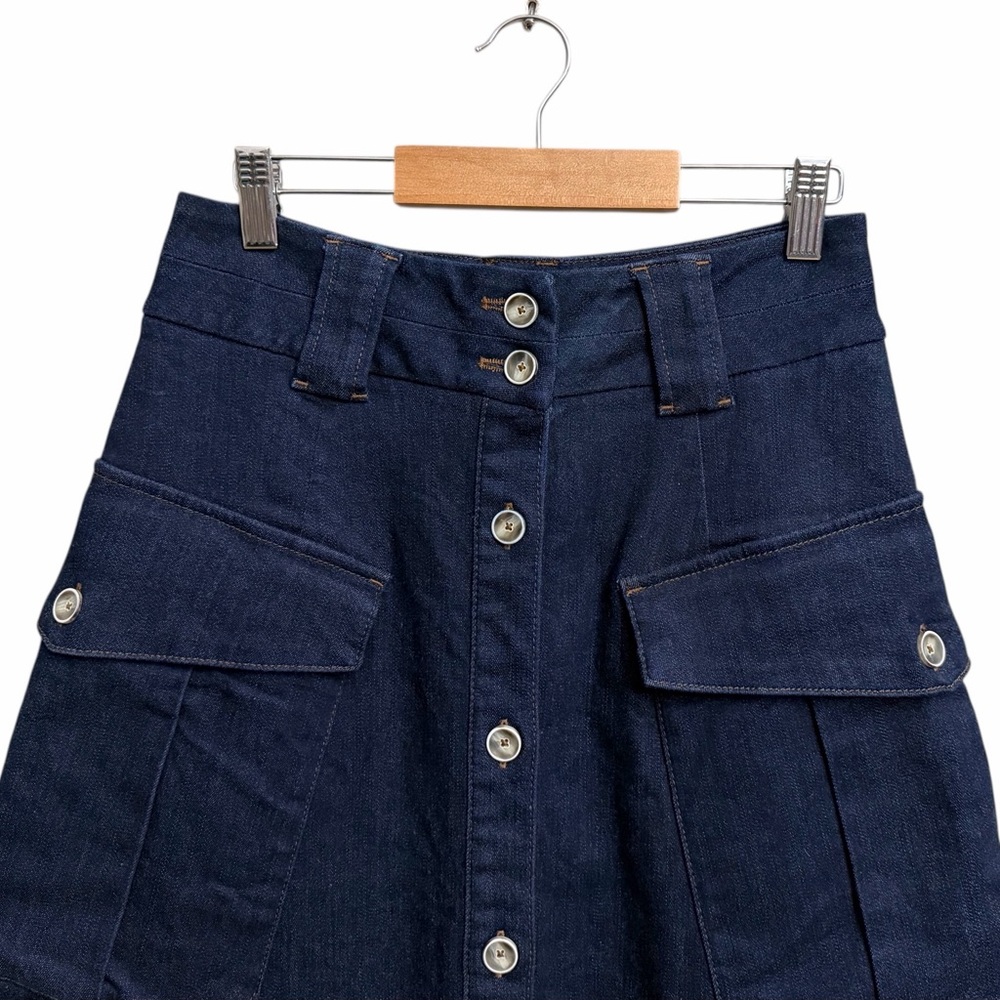 Massimo Dutti Button-Through Denim Skirt - Picture 4 of 9